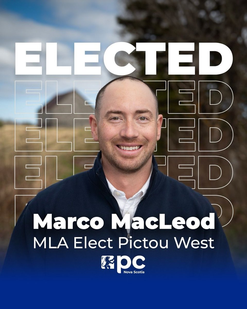 Congratulations Marco MacLeod, MLA elect for Pictou West! Let's keep building up Pictou West!