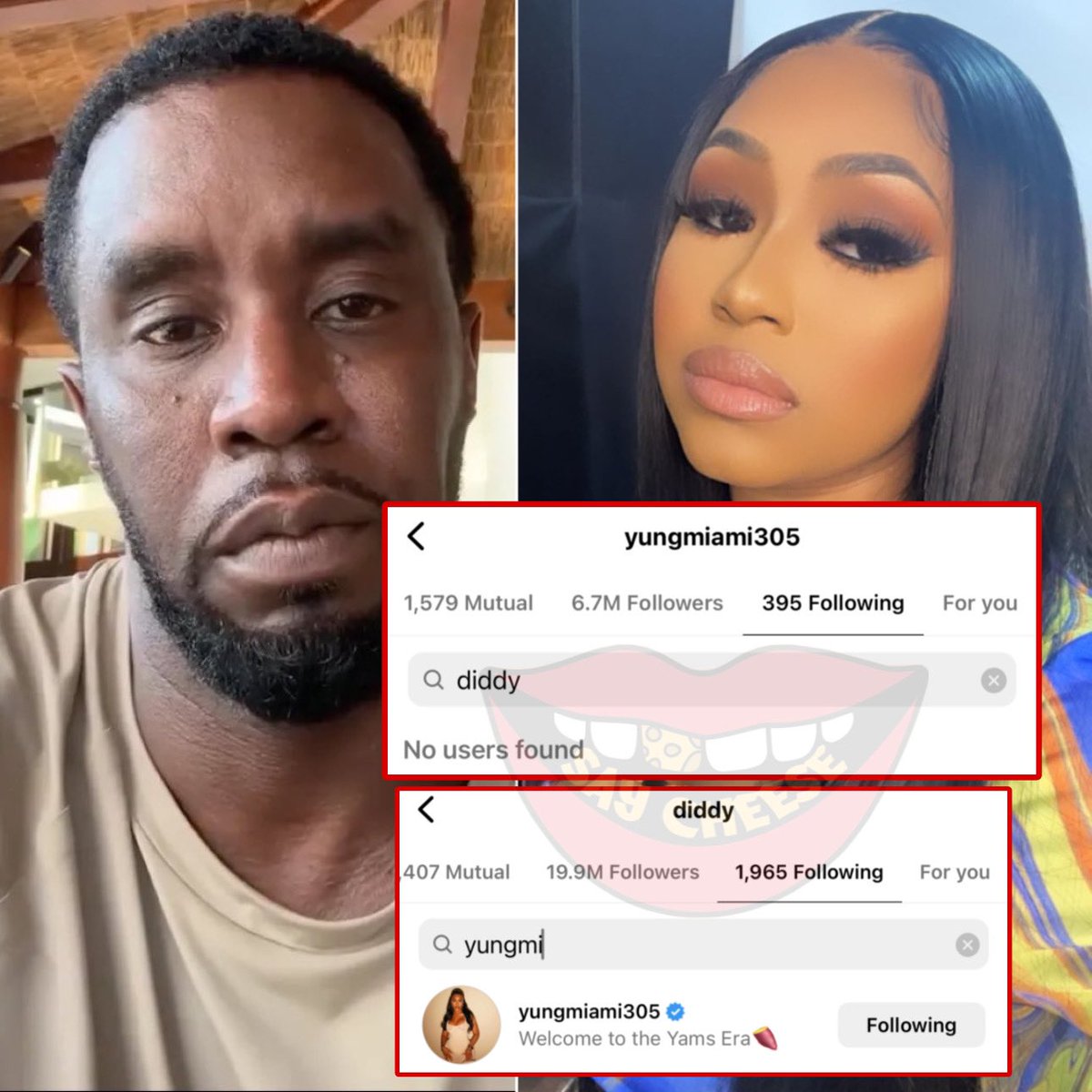 SaycheeseDGTL's tweet image. Yung Miami has unfollowed Diddy on instagram
