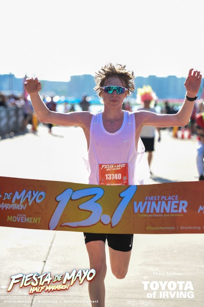 Won the Fiesta de Mayo Half Marathon with a time of 1hr 17min.  Fun race and great weather.  Looking forward to summer training.