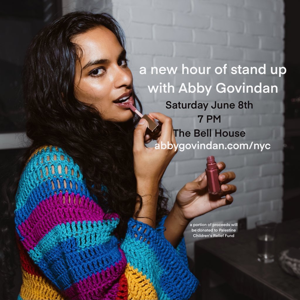 the girl vs the comedy show she’s headlining on her 27th birthday!!! All new material at @BellHouseNY in Brooklyn on Saturday June 8th! See you there? 👀 💌abbygovindan.com/nyc