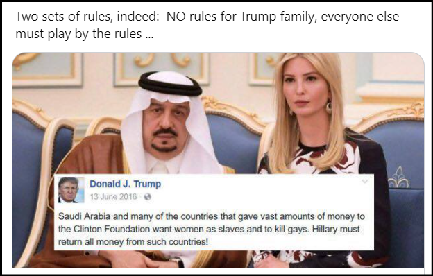 From 2017:  look who doesn't mind two sets of rules when it comes to him and his family🙄