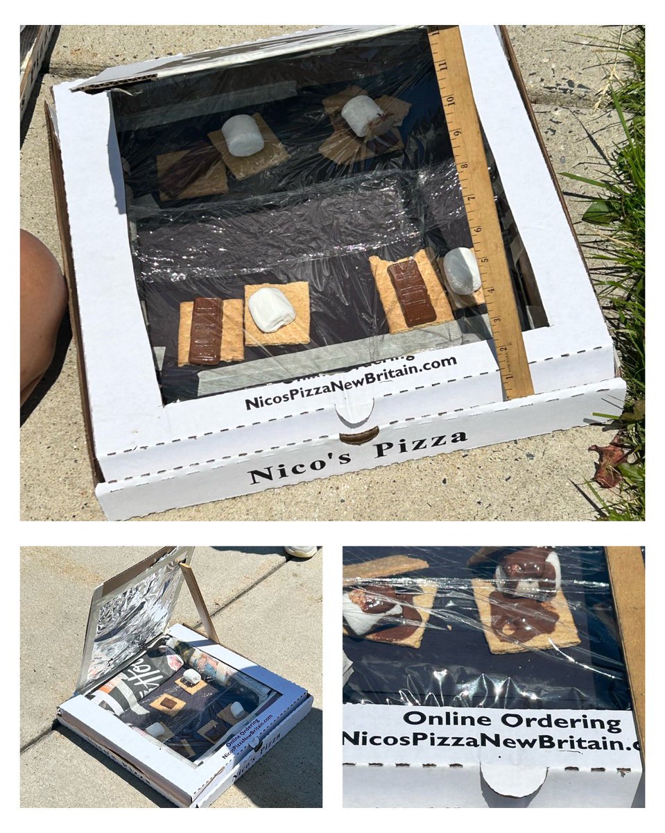 Thanks to Nico’s Pizza (New Britain), we were able to make solar ovens today to melt our own s’mores! #outdoorclassroomday