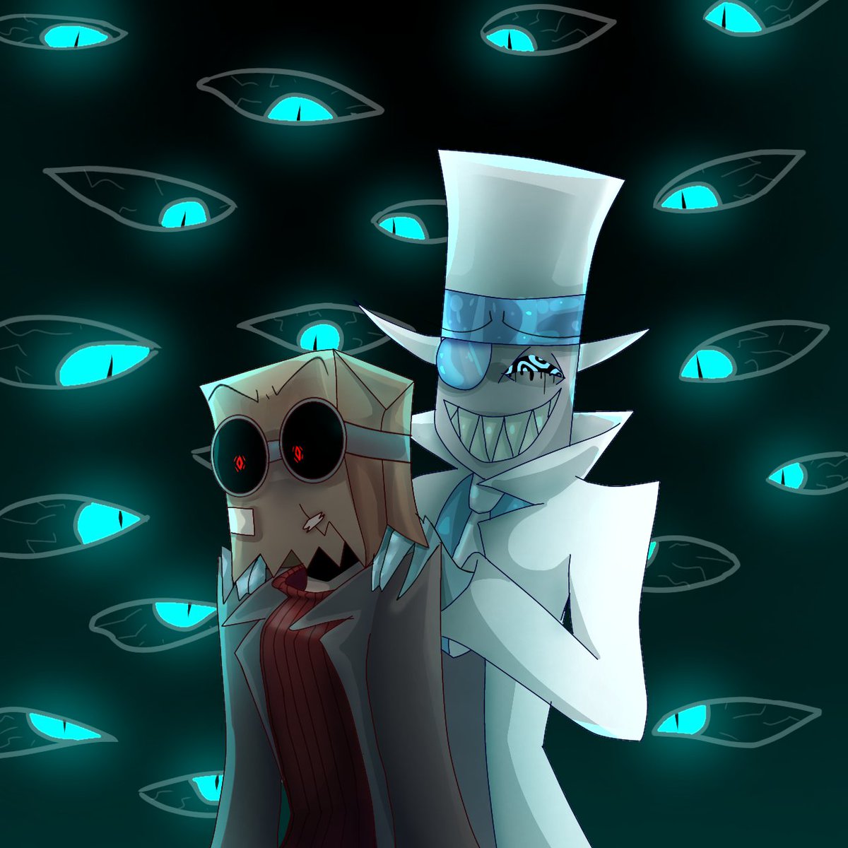 I've been trying to make a cute drawing of the two of them, but all I get is... this..  #DrSlug #Villainous #Villainos #WhiteHat #Heroic