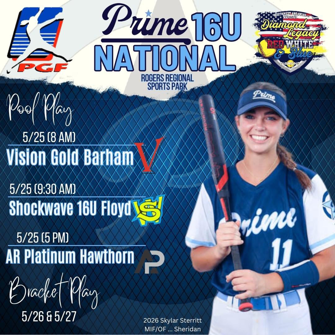 SO SO SO SOOO excited for what’s to come with <a href="/ar_prime_sb/">ARPrimeSB</a> this summer. Here’s our pool play games for this weekend in Bentonville. @CoachWyattNPC <a href="/bbarcroft2015/">Coach Barcroft</a> <a href="/3Rsoftball/">Three Rivers College Softball</a> <a href="/TheCoachColwell/">Coach C</a>