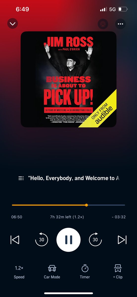 @JRsBBQ @RicFlairNatrBoy Started listening today! Very cool to hear these stories after reading your other books as well!