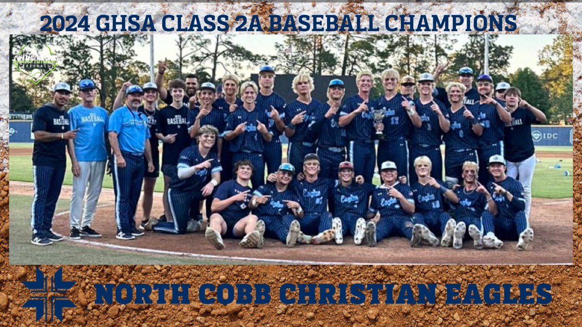 The Eagles will fly back to Cobb Co. with the 2024 2A Baseball Championship. Congratulations to @NCCSEagles! Replay @NFHSNetwork Final Stats: ghsa.statbroadcast.com @MizunoSportsUSA @wilsonballglove @GCsports @GoFanHS @GeorgiaSouthern