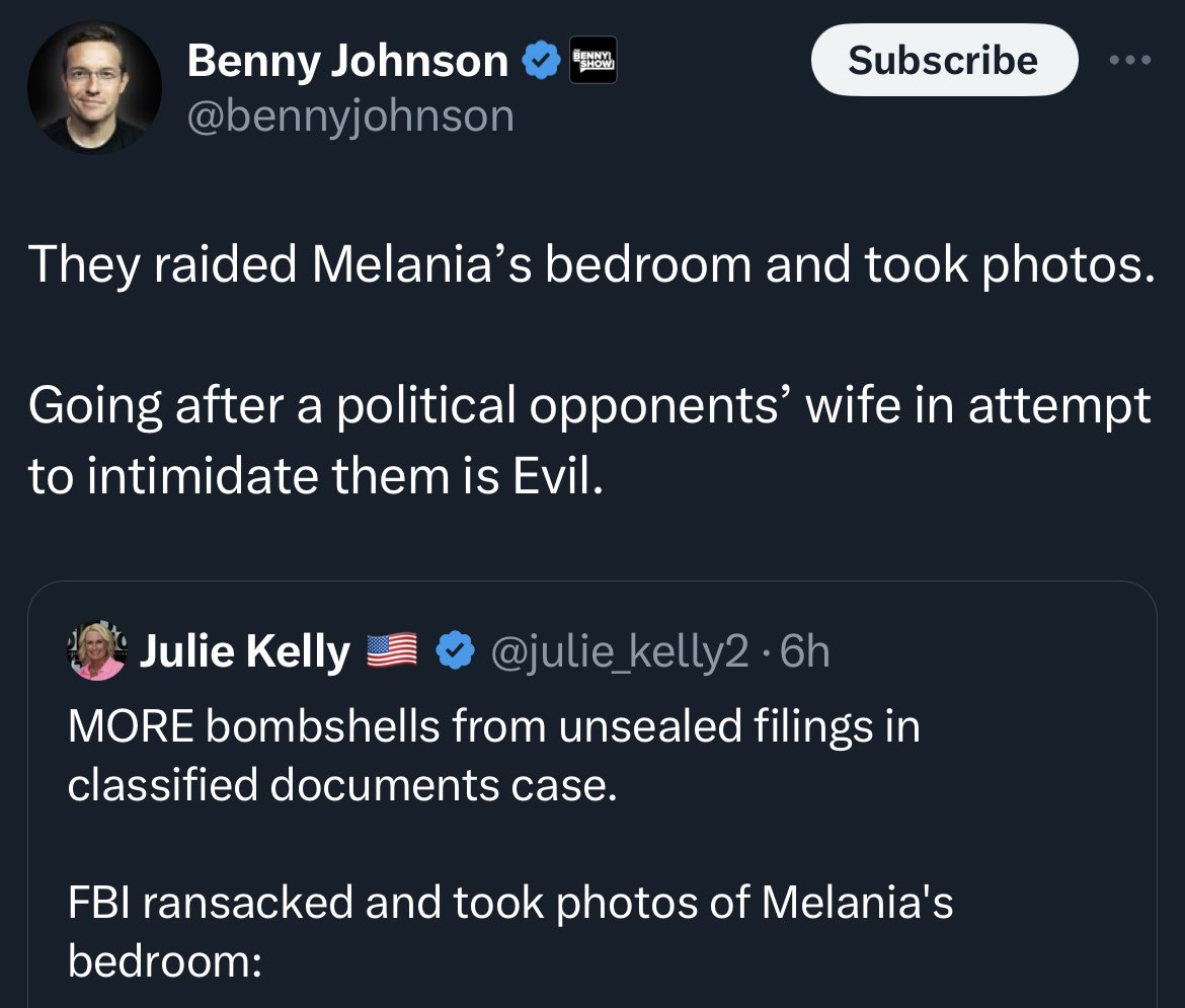RonFilipkowski's tweet photo. Why does Melania have her own bedroom? https://t.co/C2mtI17lRx
