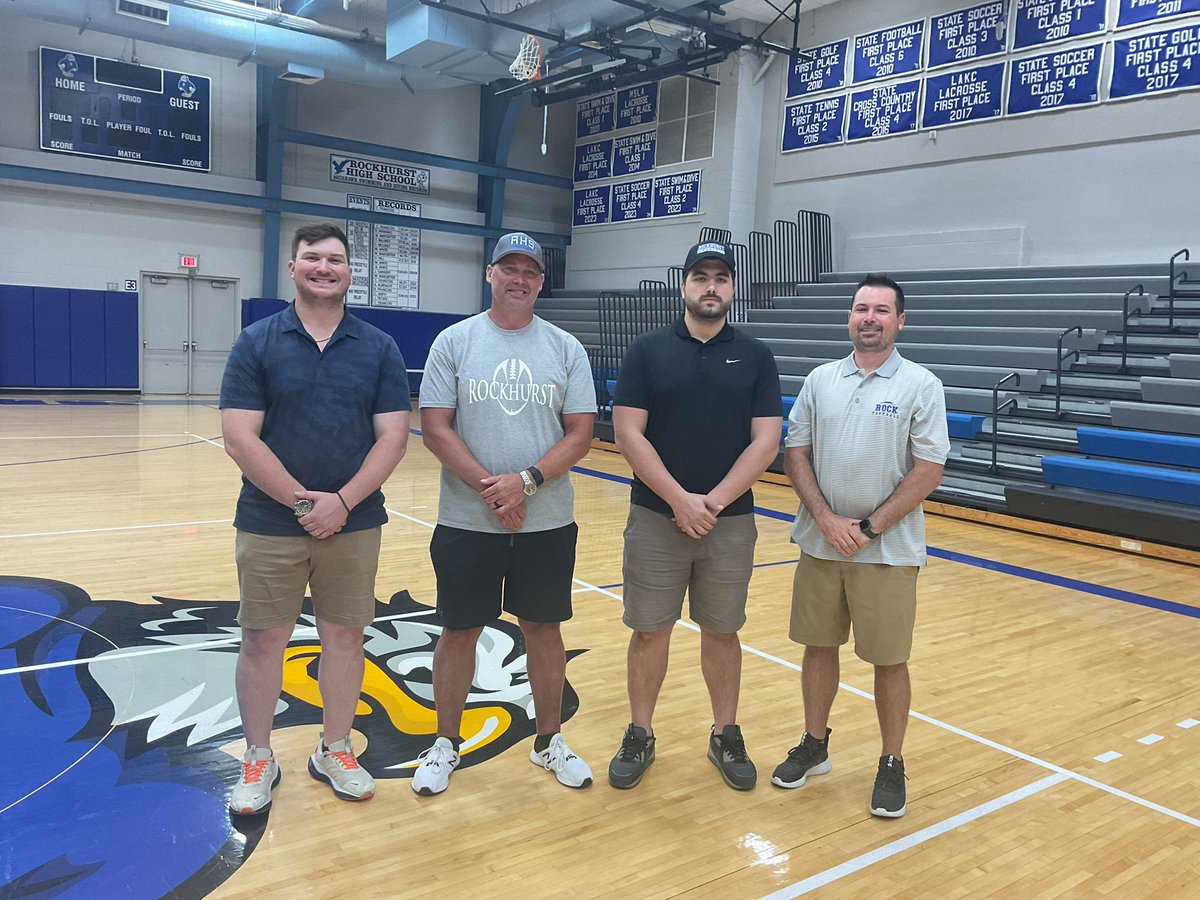 We have the pleasure of introducing our five newest coaches that will be coming to The Rock!
From L to R: 
Kellen Bartlett -DL <a href="/KBart81/">Kellen Bartlett</a>
Vinny Careswell -DC <a href="/Coach_Careswell/">Vinny Careswell</a>
Jordan Chrisman -TE’s <a href="/ChrismanCoach/">Coach JC</a>
Nick Janes -RB’s <a href="/CoachJanes/">Nick Janes</a> 

Not pictured: Royce Boehm 9th OL/DL