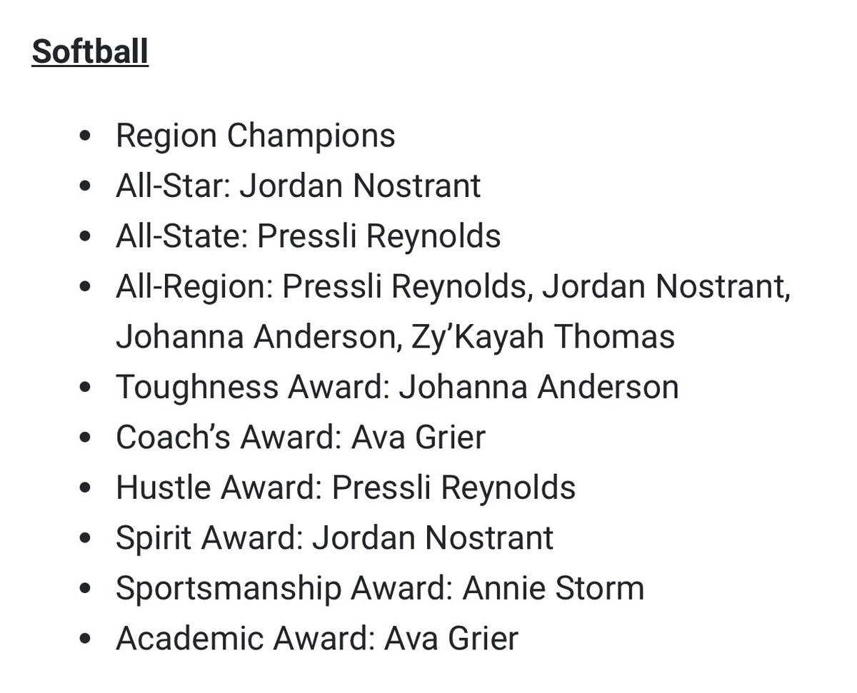 Softball Awards