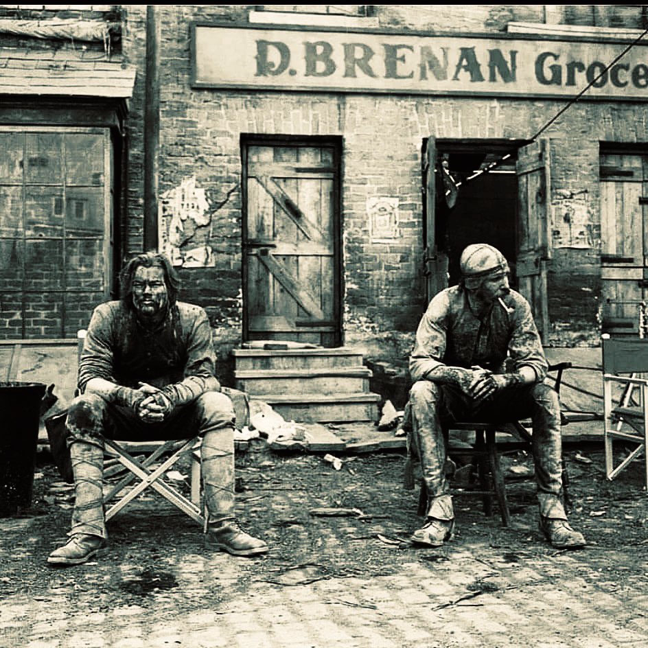 DiCaprio/Day-Lewis, break on set. Classic flick.  #GangsOfNewYork