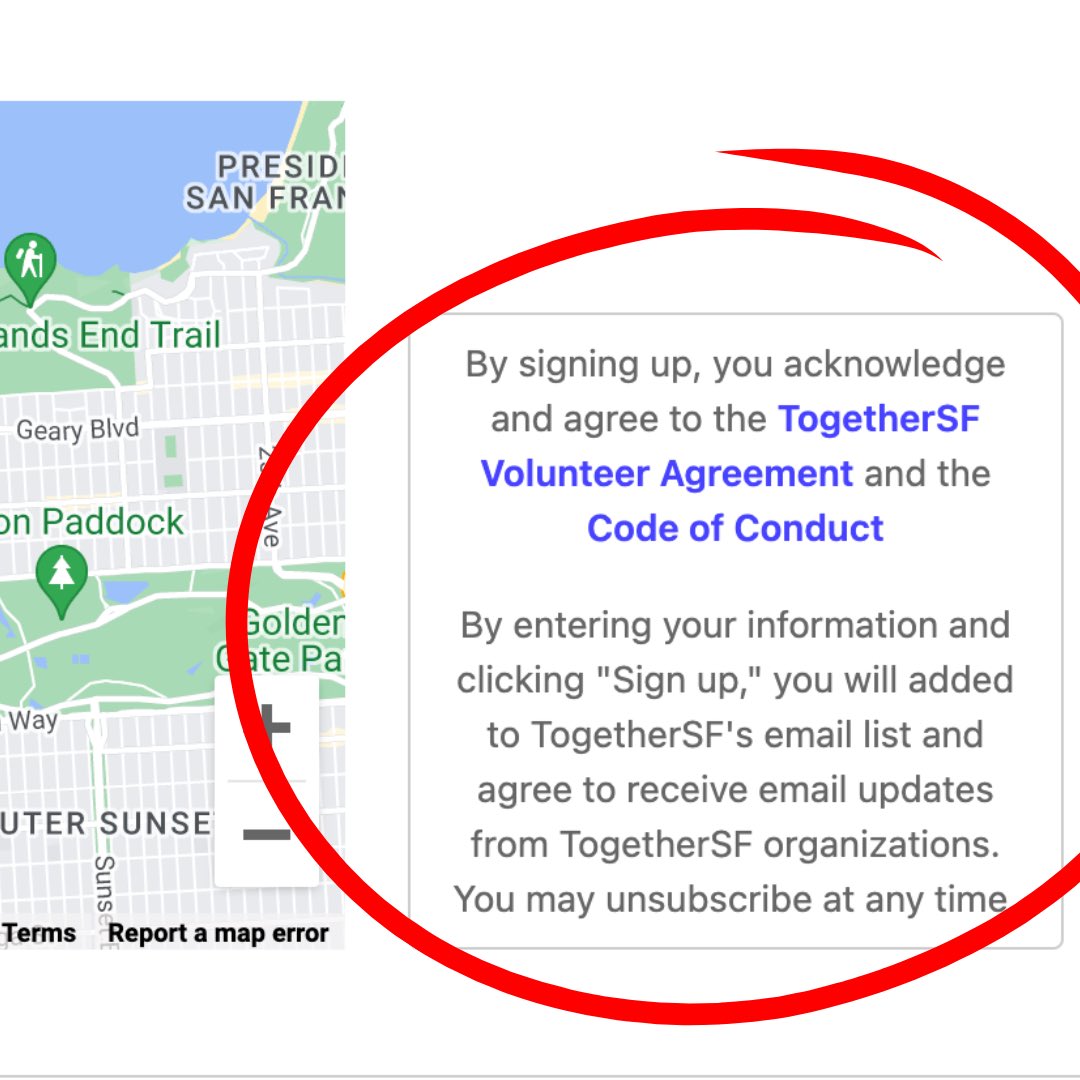 @WeAreTogetherSF The event form tells me I may receive updates from “TogetherSF organizations”. Hmm, okay. Seems innocuous right?