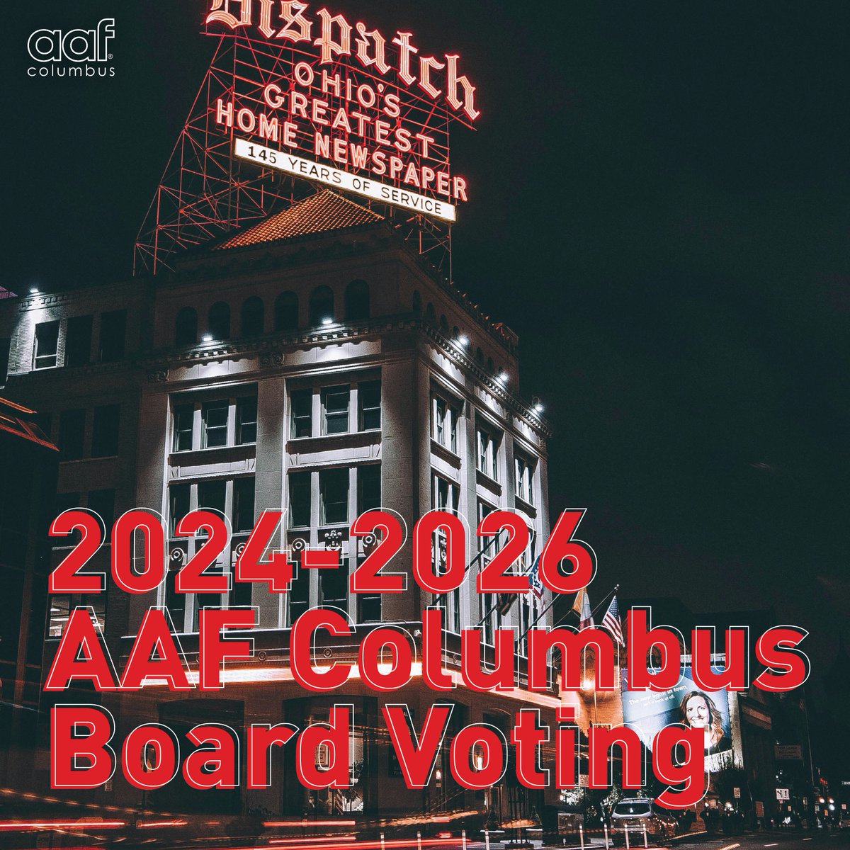 It's that time of year! Meet the newest candidates for the AAF Columbus Board of Directors! 

Use this link: bit.ly/4bOIXsY to view our candidates and vote for all as we welcome them into our leadership. The survey ballot will close on Thursday, May 23, 2024 at 12 pm.