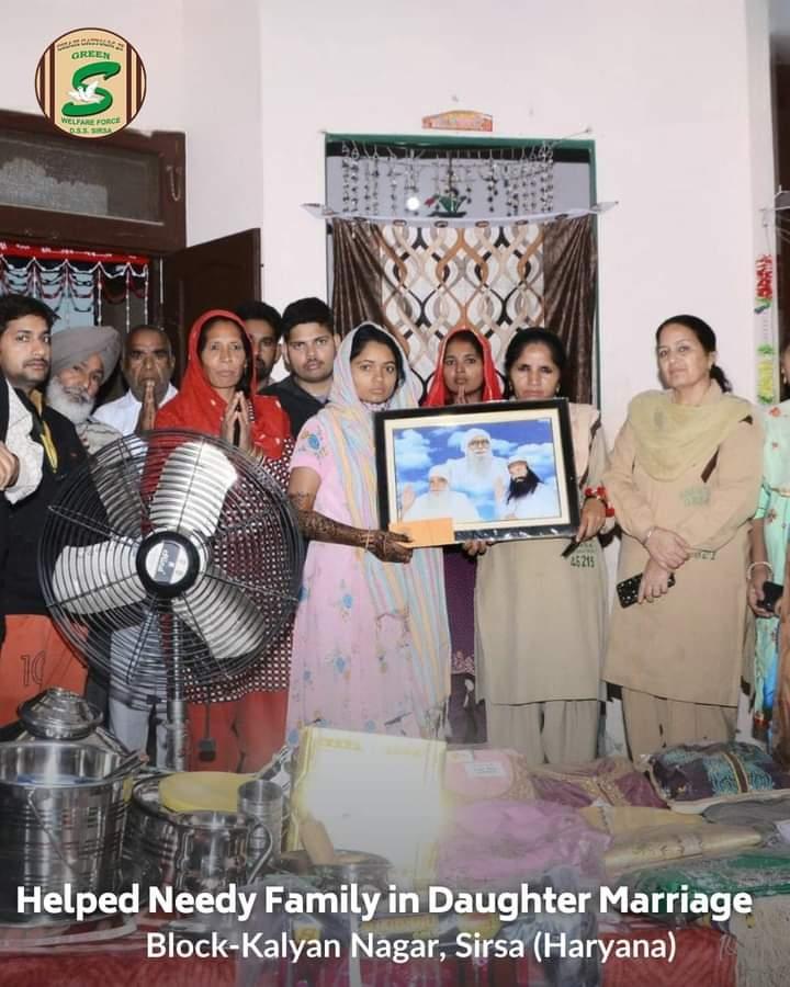 Under #Aashirwad compaign, Dera Sacha volunteers help needy families in their girl's marriage to reduce burden on parents by the inspiration and Blessings of Saint Gurmeet Ram Rahim Ji