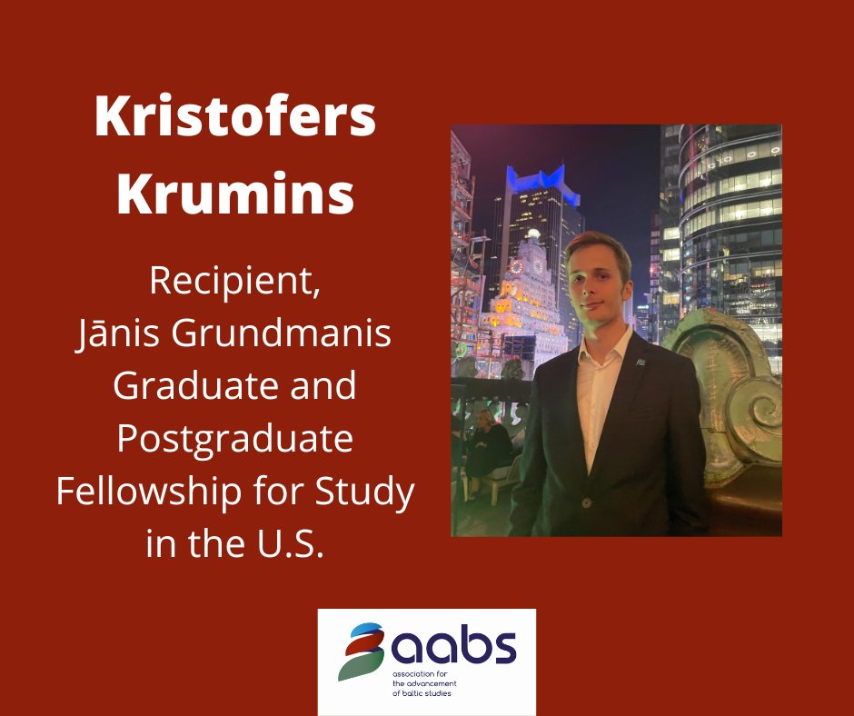AABS is pleased to announce that Kristofers Krumins has been awarded the 2024-2025 Jānis Grundmanis Postgraduate Fellowship for Study in the U.S - congrats, Kristofers! Kristofers will use the Fellowship to study at Georgetown University. Learn more: aabs-balticstudies.org/2024/05/21/kru…