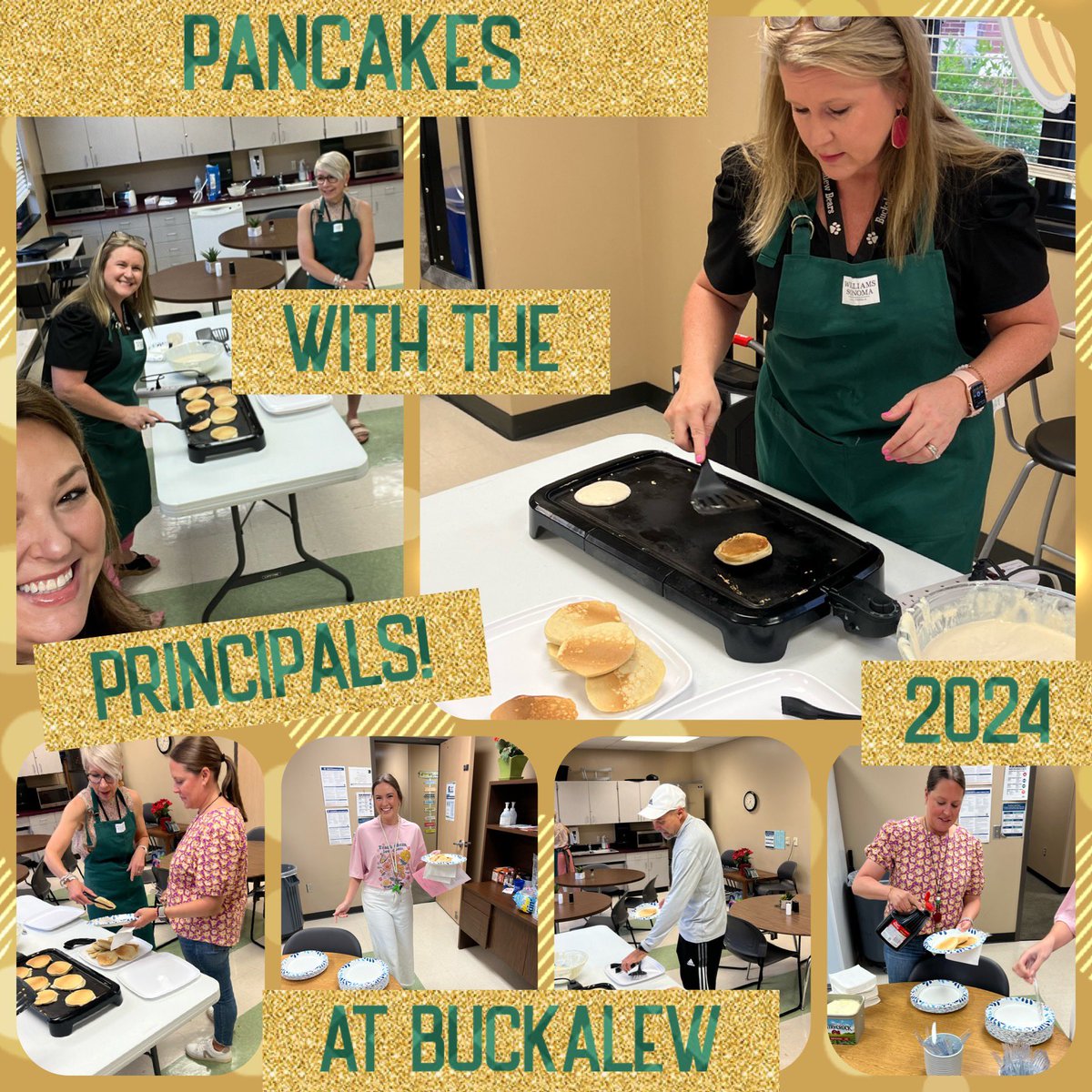 On Monday, we had the pleasure of making pancakes for our @buckalewbears staff! @ConroeISD
