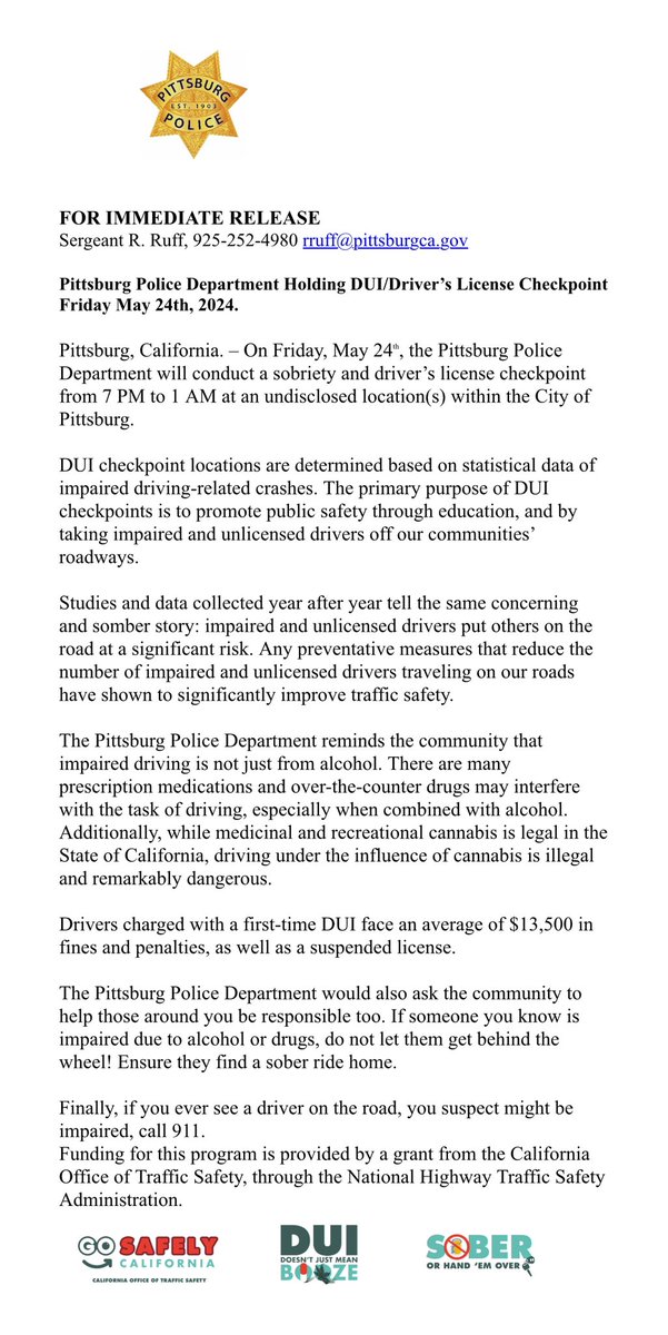 Pittsburg Police Department, California (@pittsburgpd) on Twitter photo 