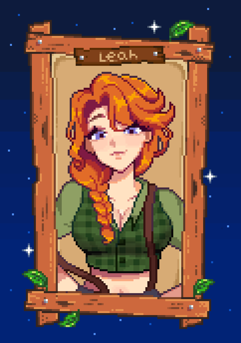 Leah in my style 🧡 #pixelart #StardewValley