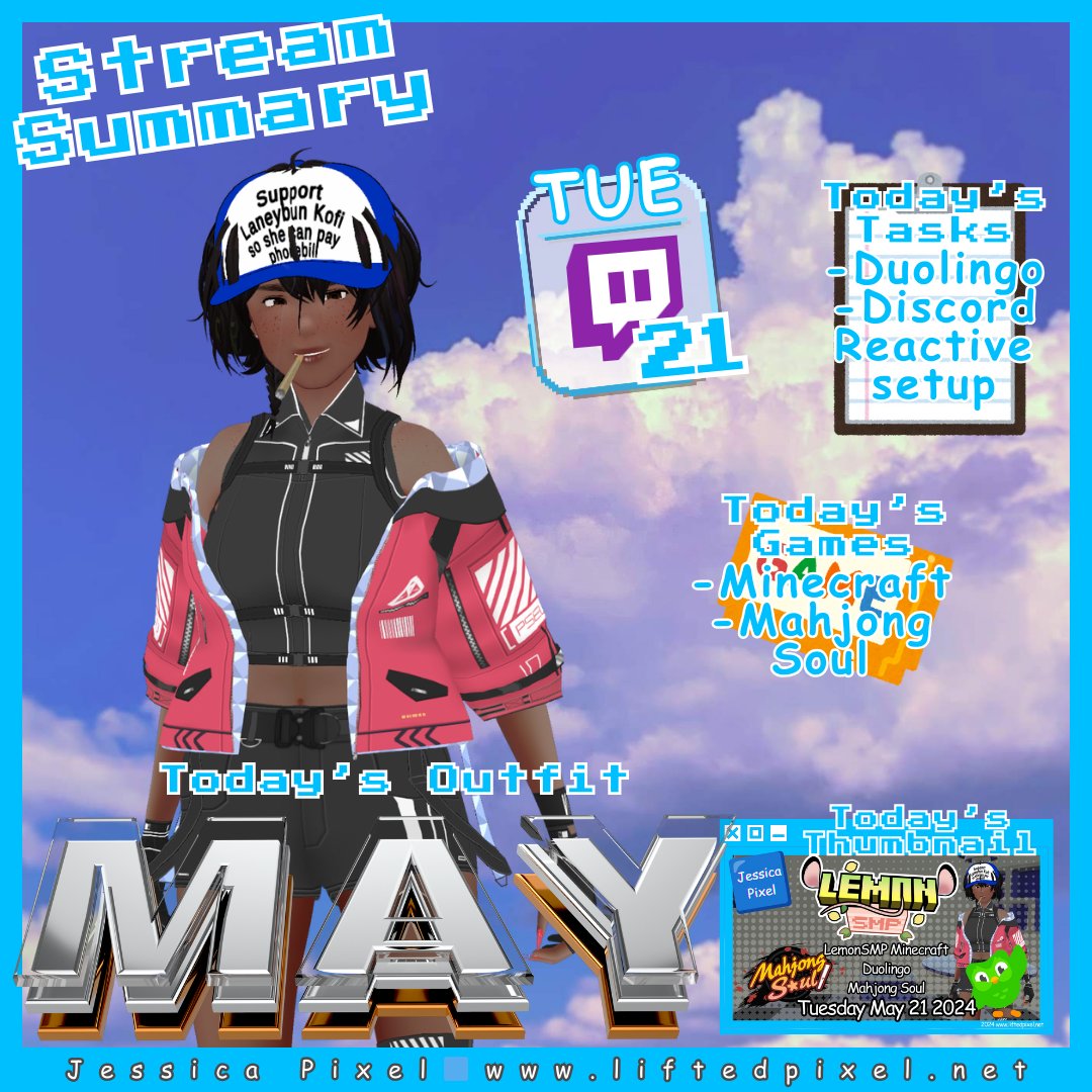 liftedpixel's tweet photo. 🎦🟦 Stream Summary 🟦🎦

🌟died way too many times (in minecraft)
🌟discord reactive... it's simpler than i thought!
🌟duolingo owl took all my hearts
🌟chitchat with @Malkamar and mahjong

https://t.co/kUZ2l530PZ

🟦 #jessicapixel
🏷️ #vtuber #summary #LemonSMP
📺 #twitch https://t.co/y7UQ5zGJ5u