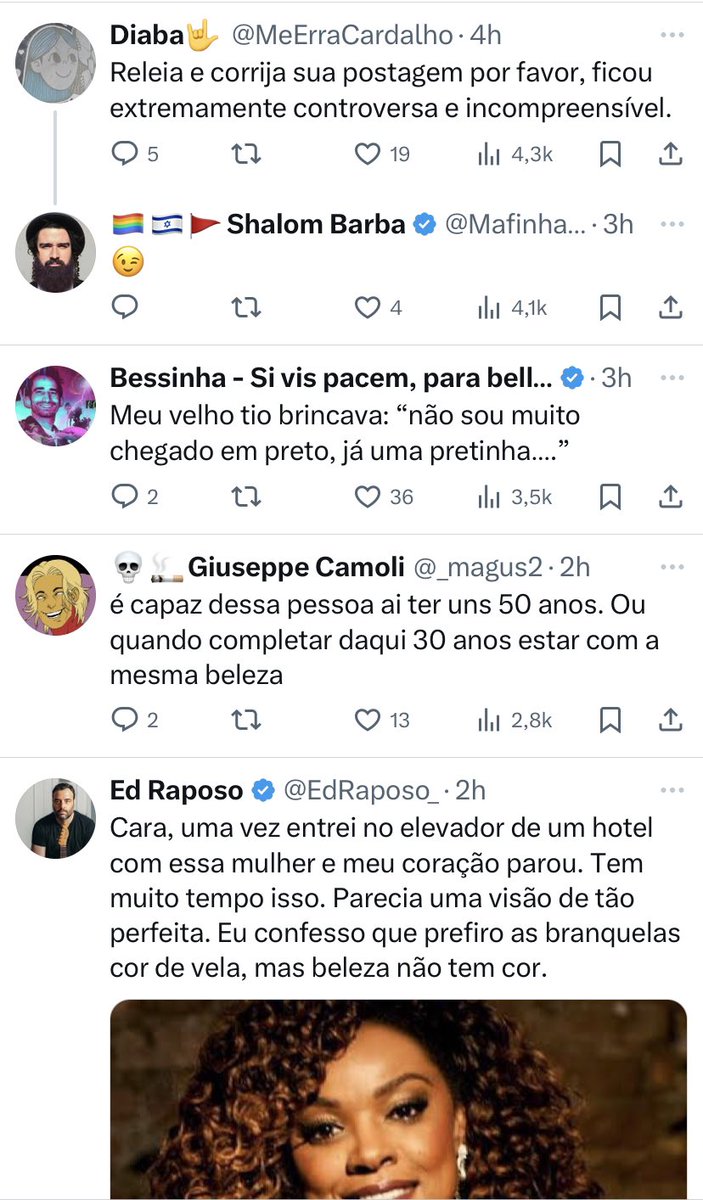 Que tal os filhotinhos do Olavo trocando piadas e comentários racist@s no X? São uns b0stas.