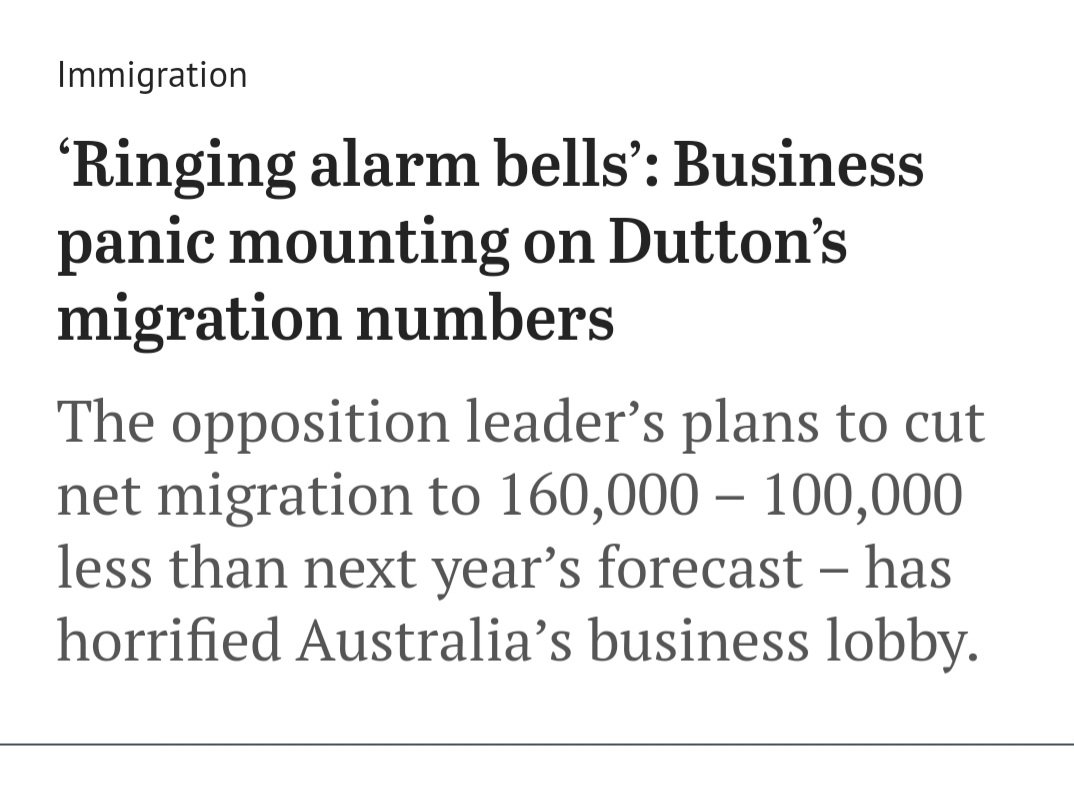 Dutton mustn't realise how important migration is when it comes to hospital workers, aged care, dental, almost everything ,also lots of businesses will close. #auspol