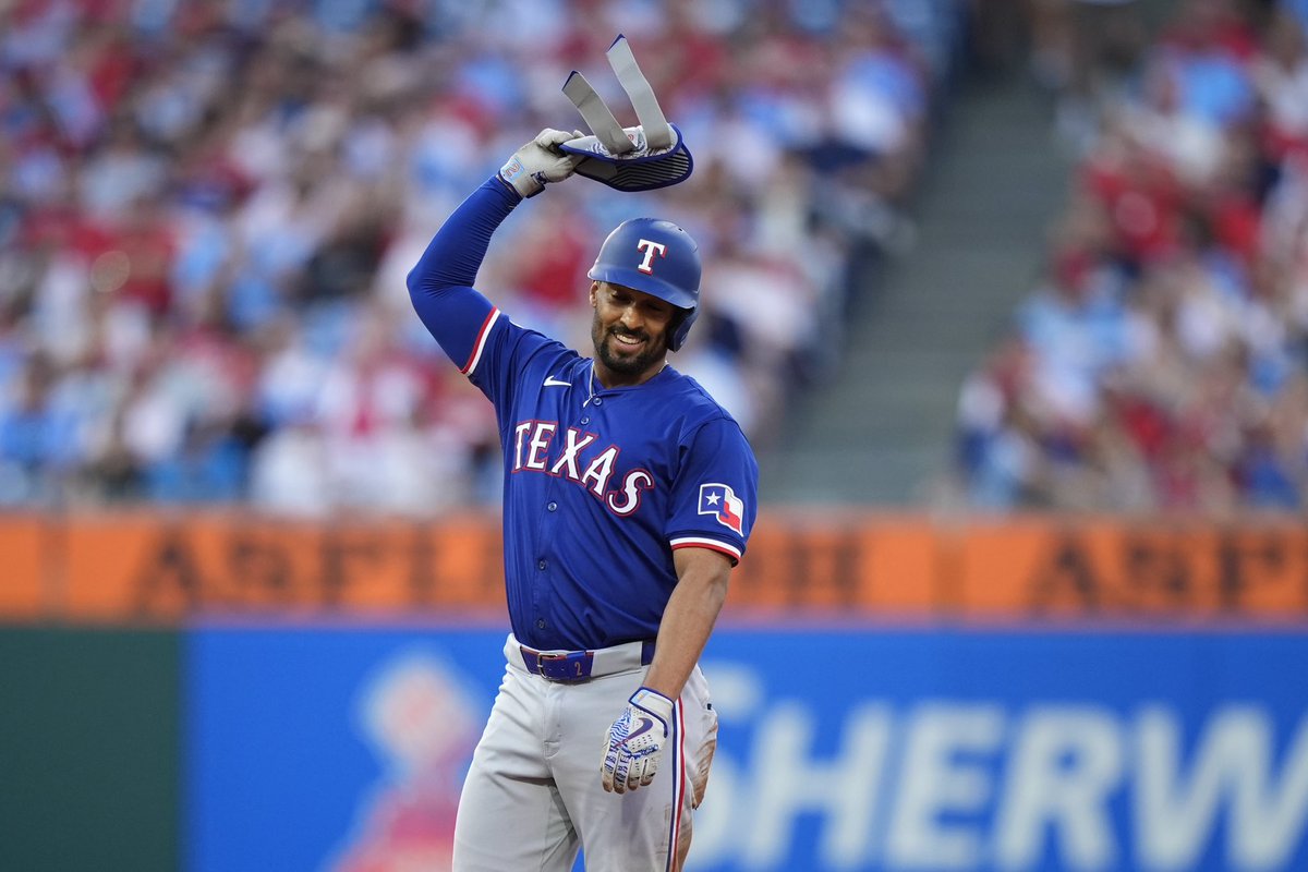 The Texas Rangers are below .500 for the first time this season. A 5-2 loss in the series opener with the Phillies drops Texas to 24-25 on the year. The Rangers are now 2-8 in their last 10 games. (AP Photo/Matt Slocum)