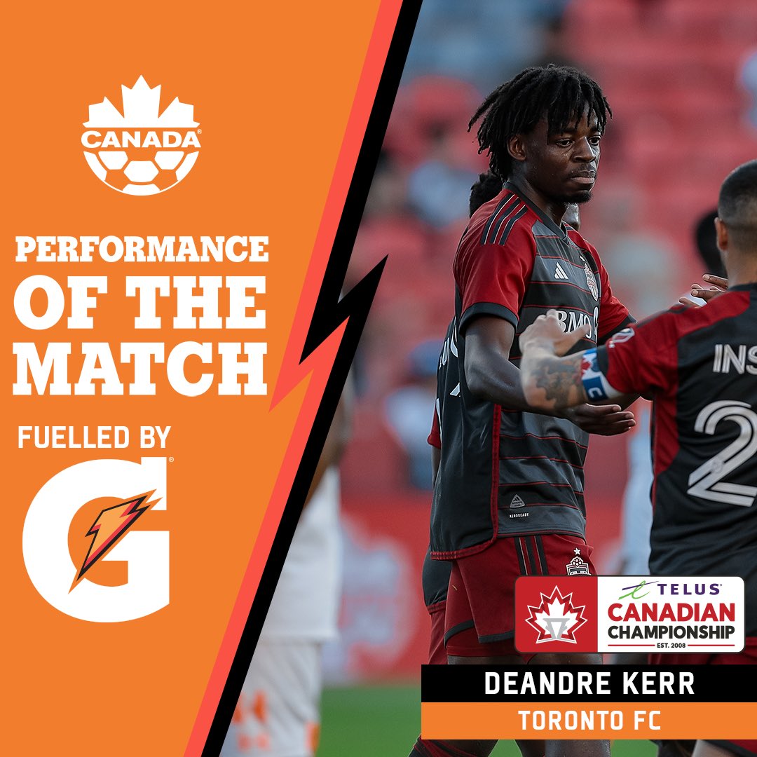 Have a day, Deandre 🙌 Four goals from Kerr help propel TFC into the #CanChamp Semi-Final, earning him tonight’s Gatorade Performance of the Match!