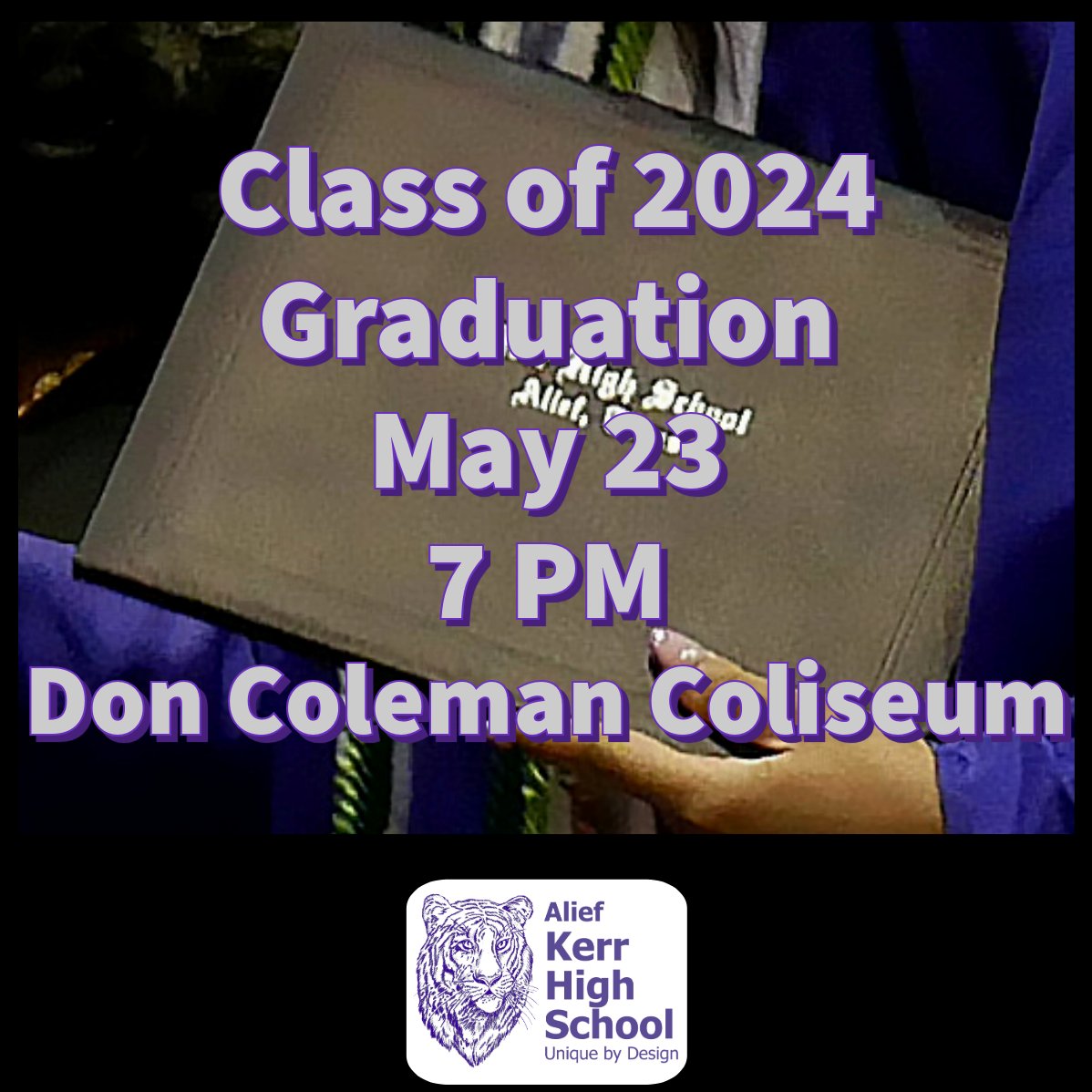 The Class of 2024 will cross the stage at the Don Coleman Coliseum in Spring Branch at 7 PM Thursday, May 23, 2024. Seniors should report by 6 PM. #Kerrturns30 #Classof2024 maps.app.goo.gl/e437fEE78LwXXX…