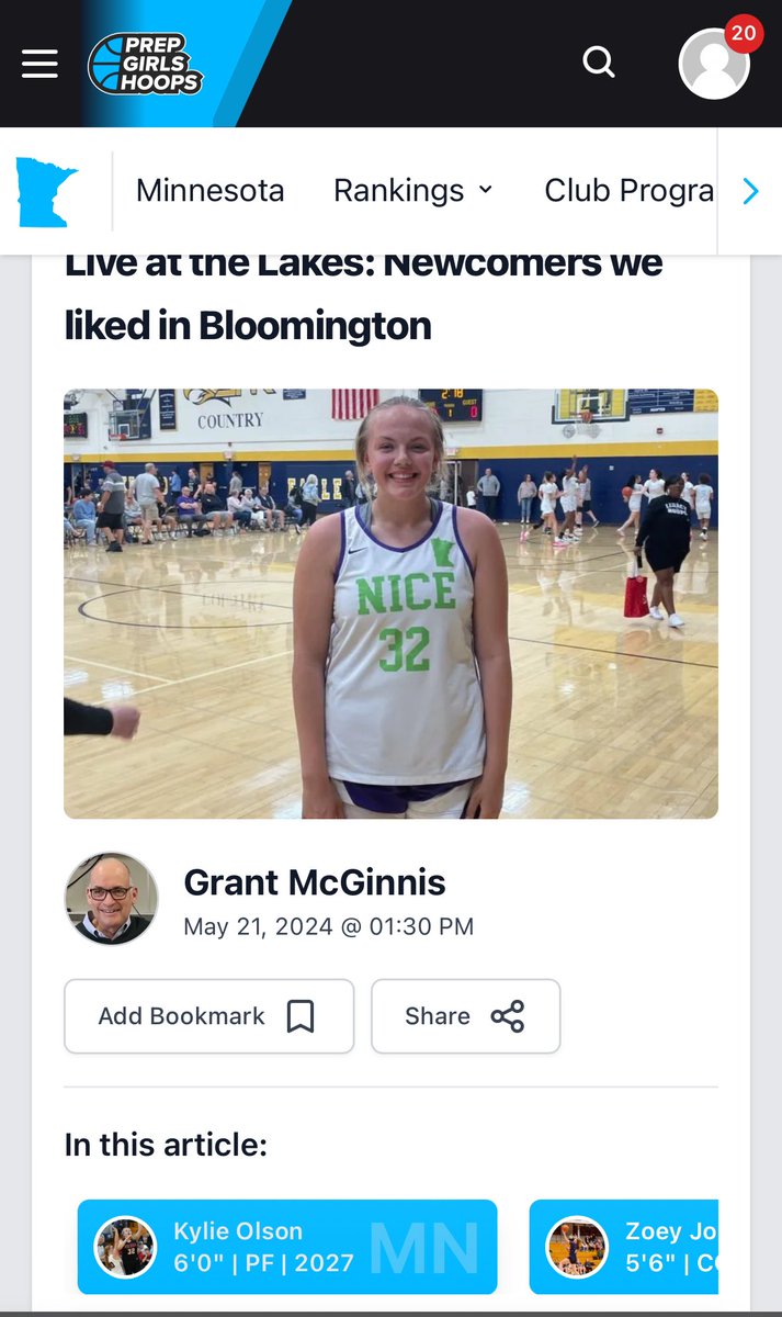 mnnice2026's tweet photo. Check out the great article on one of our own @KylieOlson27 .  We are all so proud of you and the work you put in to keep getting better! @MnNiceHoops https://t.co/R4nLW2Z149