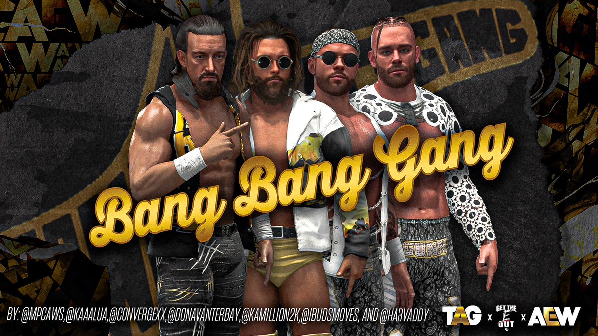 The “Bang Bang Gang” is available in #WWE2K24 as part of the #GTEO2K project! GTEO x TAG White: @kaaalua & @DonavanTerbay Juice: @convergexx, @Kamillion2k & Donavan Gunns: @MPCAWS Movesets: @HarvAddy & @iBudsMoves Graphic by @triptoneverIand