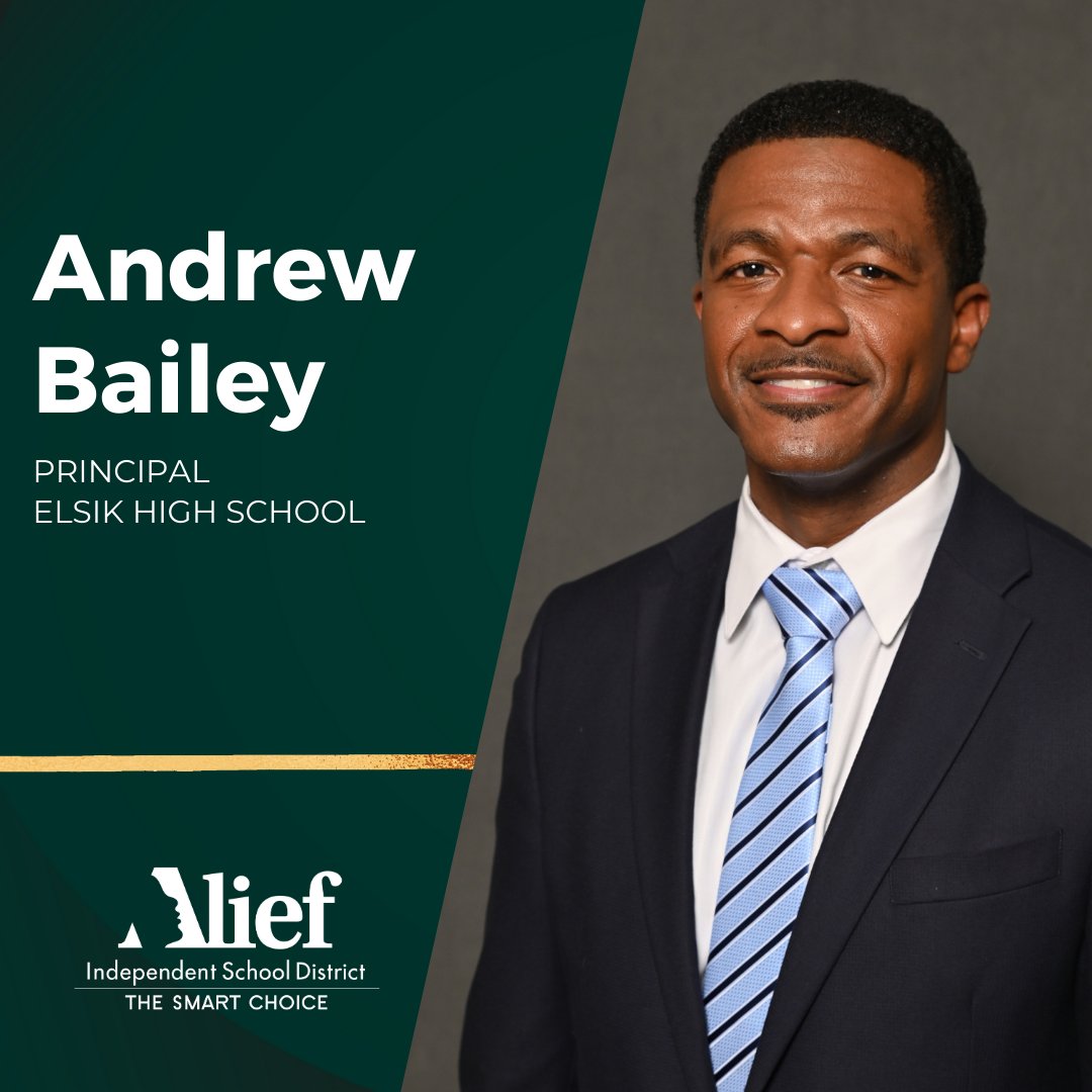 Congratulations to Andrew Bailey as he will be the Principal at @ElsikHighSchool. Mr. Bailey is excited for the opportunity to serve the Elsik Students, Staff, and Community.