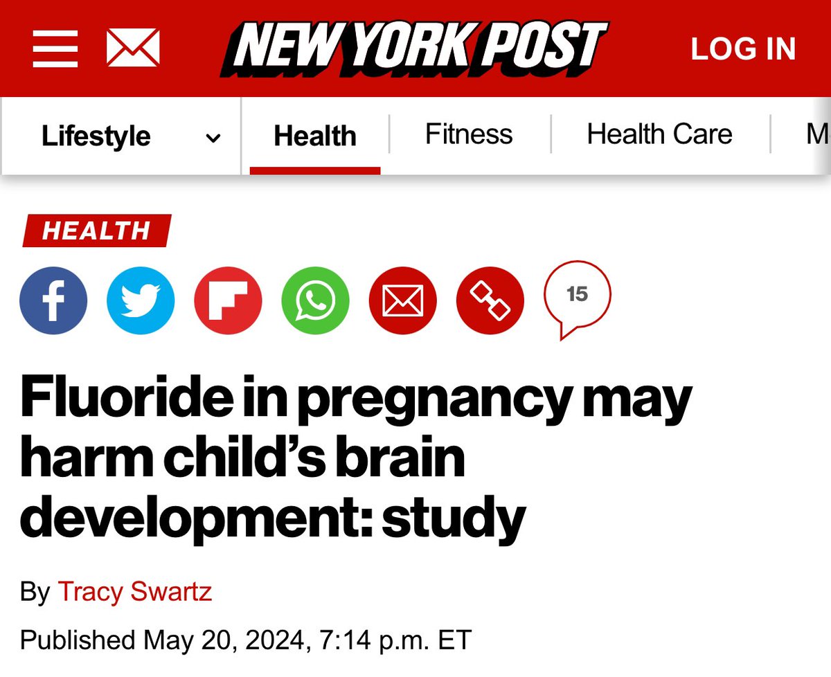 “A new study suggests a link between greater fluoride intake in pregnancy and toddlers with behavioral problems. Children in the womb exposed to higher levels of fluoride — a mineral found naturally in water in varying amounts — later were more likely to experience temper