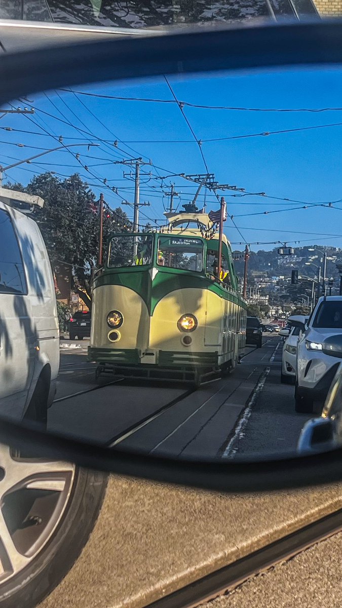 Scenes of SF MUNI (@talesoftherails) on Twitter photo Boats in the rear view mirror are bigger than they appear…<a href="/SFMTA_Muni/">SFMTA</a> <a href="/boattramsf/">The Boat Tram</a> <a href="/sfmsr/">Market Street Railway</a> #streetcars #SanFrancisco Boats in the rear view mirror are bigger than they appear…<a href="/SFMTA_Muni/">SFMTA</a> <a href="/boattramsf/">The Boat Tram</a> <a href="/sfmsr/">Market Street Railway</a> #streetcars #SanFrancisco