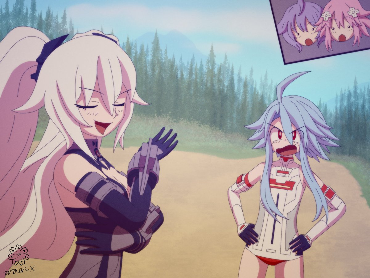 zyntron's tweet photo. Title: Retro - Standoff

The Stand-Off Between Lastation And Lowee.

#Neptunia https://t.co/6Sb6f0SaEK