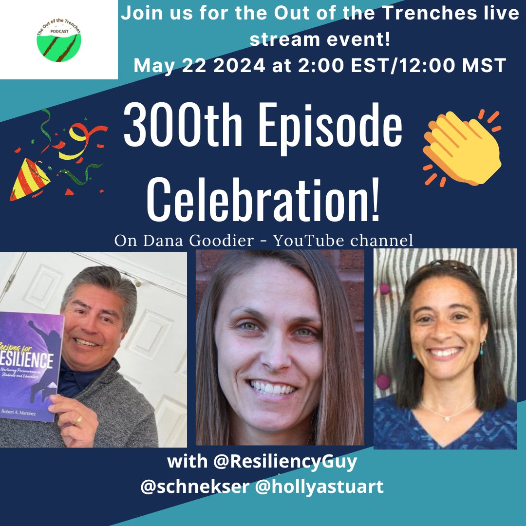 Join us live tomorrow @ 12 noon MST/2 PM EST for the 300th episode #livestream of @OutofTrenchespc with special guests @ResiliencyGuy @schnekser & @hollyastuart @danagoodier! Tune in here: youtube.com/live/xABLCim8j…