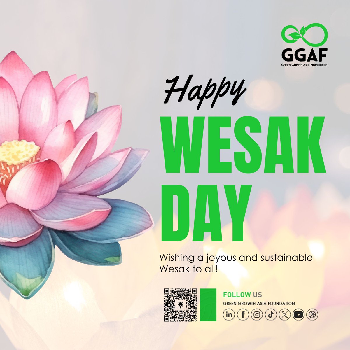 Happy Wesak Day! 🌸

Wishing a blessed day full of joy and enlightenment to everyone celebrating Wesak from all of us at GGAF! 🌱💚

#WesakDay #HappyWesak #GGAF #IndividualClimateAction #PeaceAndHarmony #SustainableFuture