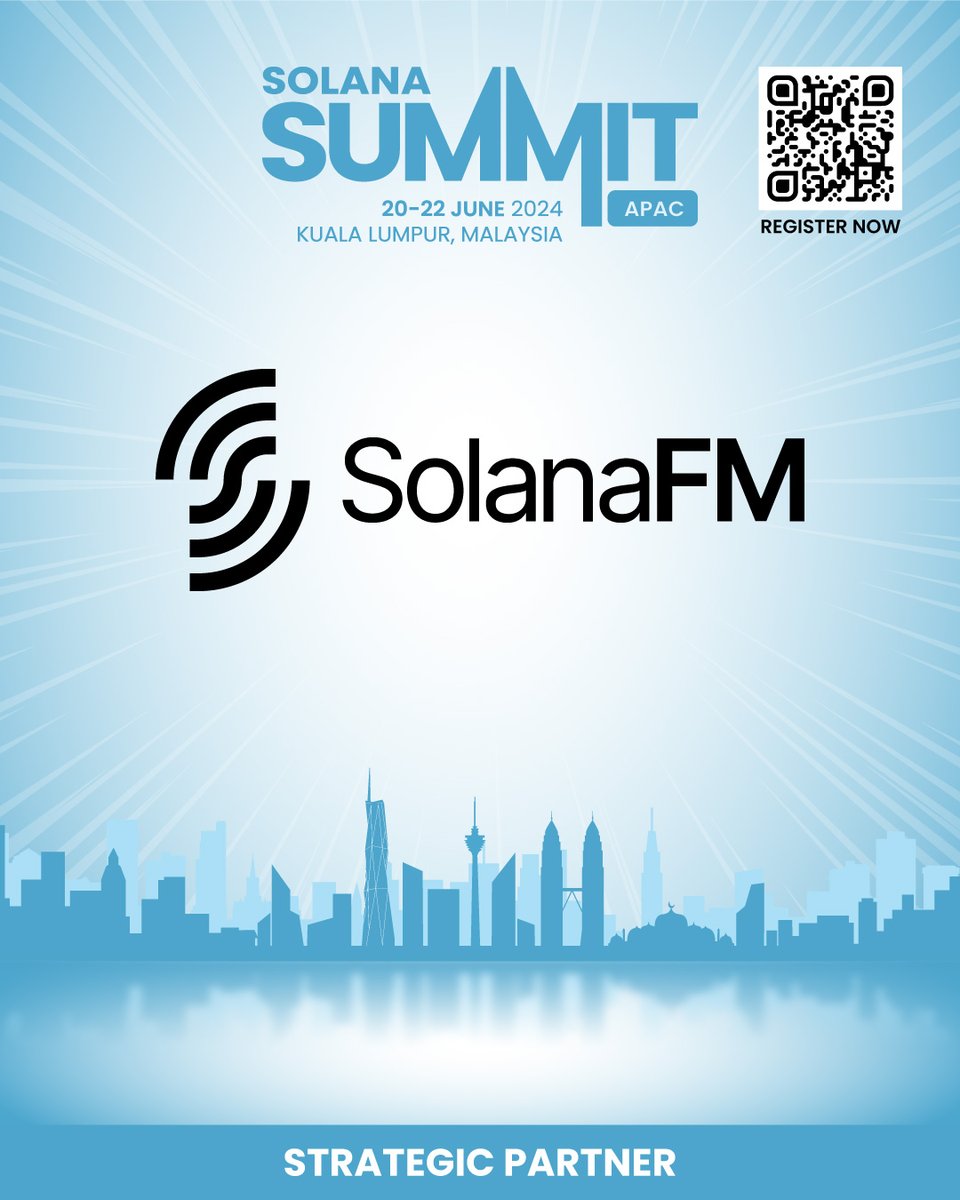 🎉 Get ready for more great news 🎉 You heard right! @solanafm is a strategic partner for @Solana's Biggest Developer & Founders Summit, by the ecosystem, for the ecosystem! - @SolanaSummitOrg Join 500+ of Solana's top innovators in Kuala Lumpur, Malaysia 🇲🇾 on June 20-22!