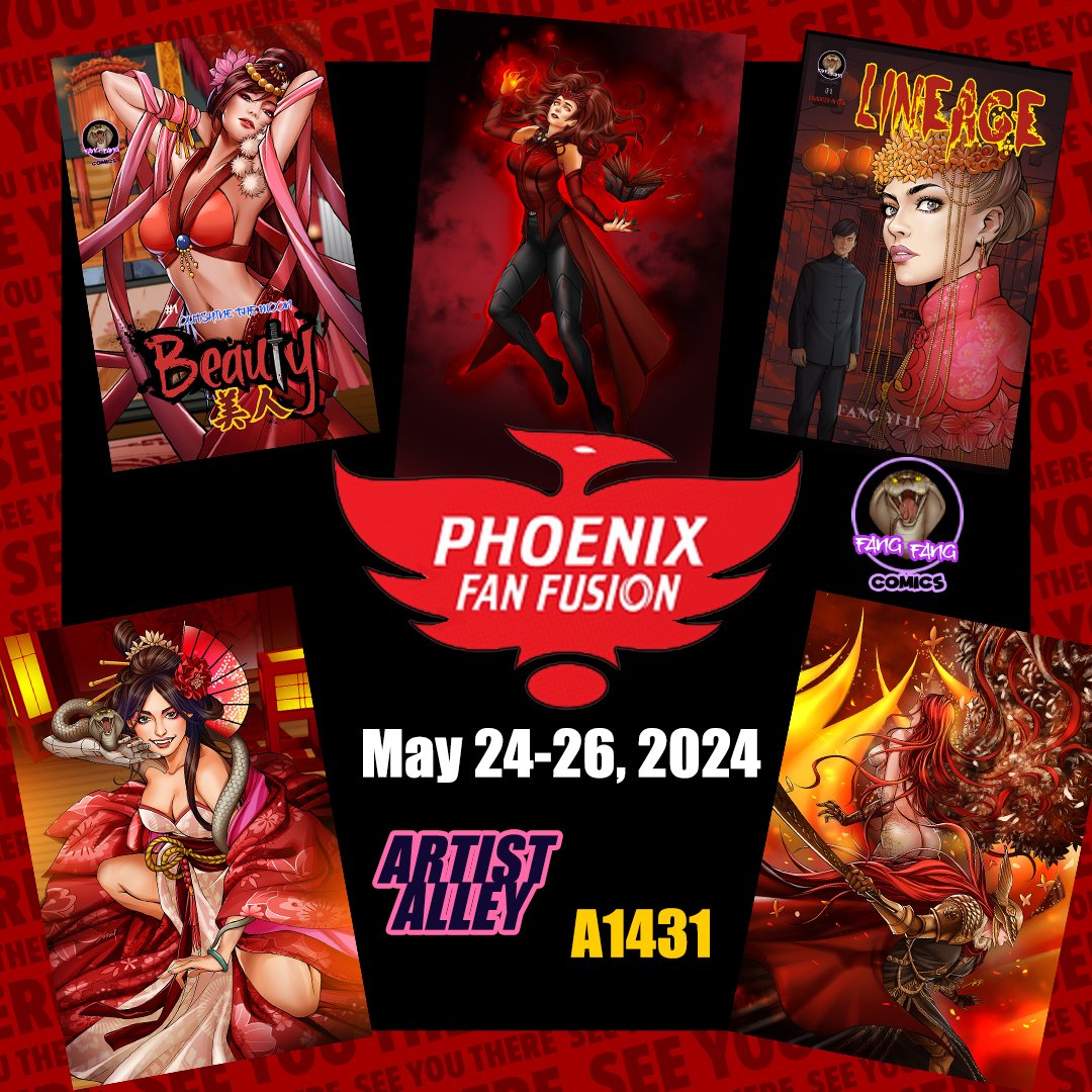 This weekend in Phoenix🐦‍🔥Fan Fusion May24-26
Artist Alley A1431 Commissions open for all three days!
#comiccon #phoenixfanfusion #comicbookart #fanart