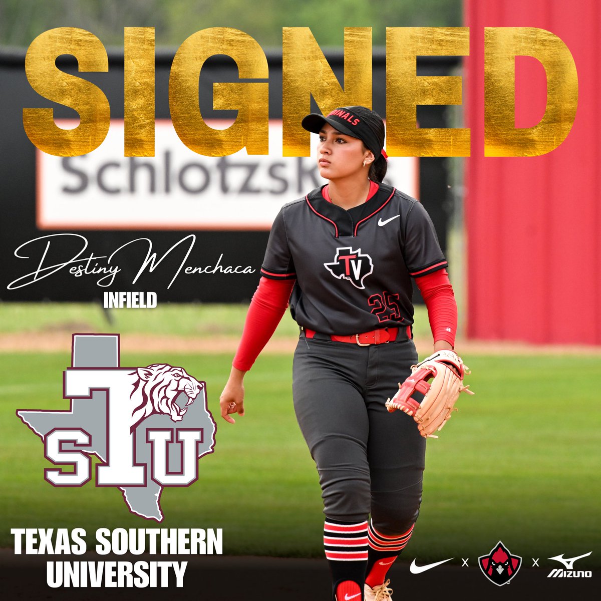 Flying south to become a tiger, infielder Destiny Menchaca has chosen Texas Southern University. Thank you to your contribution to Cardinal Nation. #CardinalNation | #BirdGang