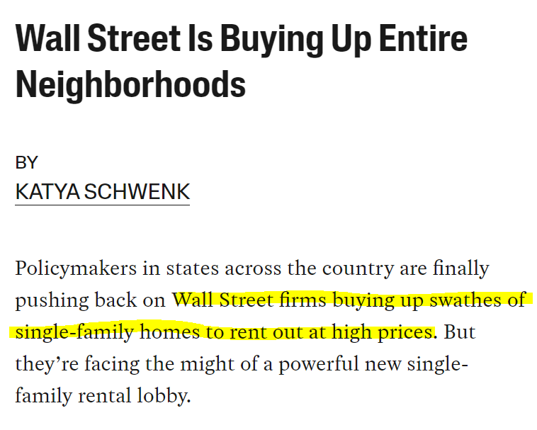 JeremyWard33's tweet photo. Ready for the next housing disaster?  By 2030, corporations will own 40% of single family homes https://t.co/Y9liP3uj5o