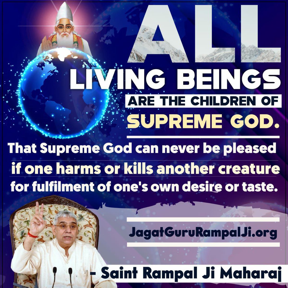 #GodMorningWednesday
Supreme God Kabir Ji condemned the practices and rituals of meat eating and following arbitrary orthodox practices.
- Sant Rampal Ji Maharaj
#wednesdaythought
#WednesdayMotivation