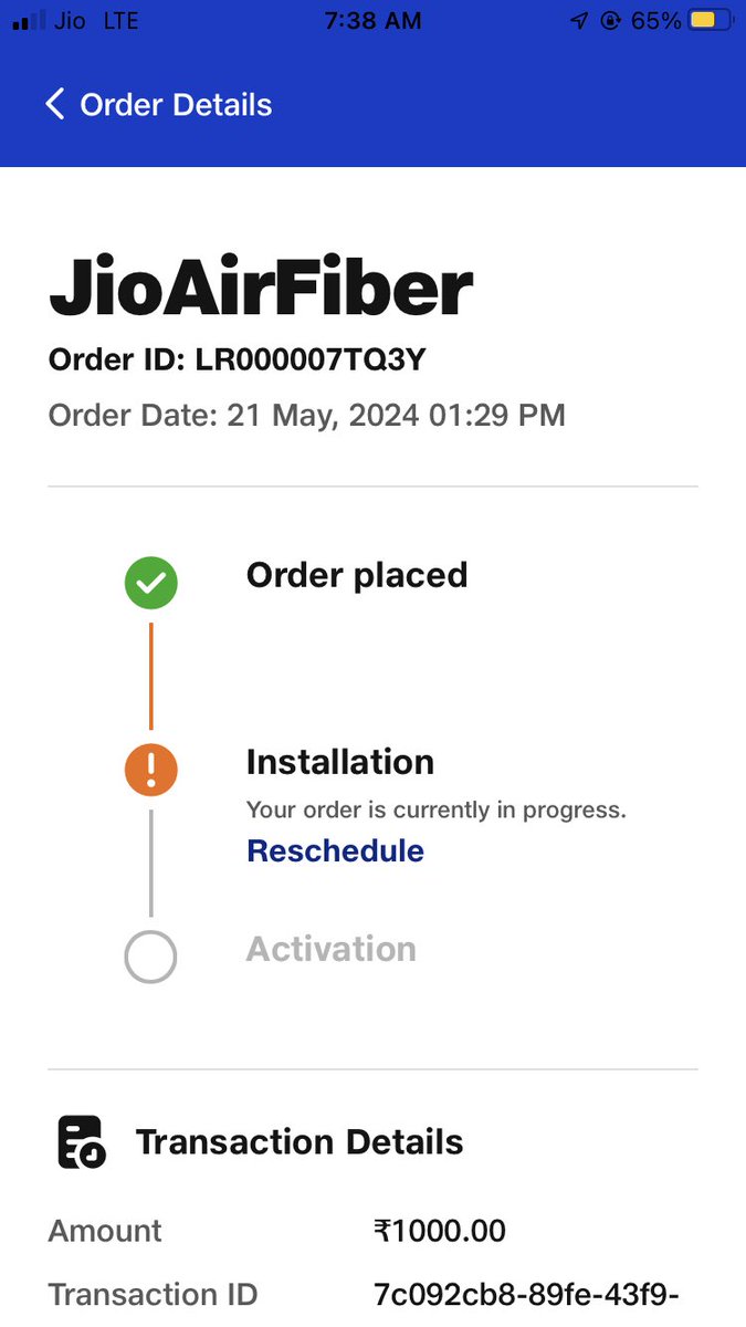 hellosashank's tweet image. Hey, @JioCare I booked an AirFiber &amp;amp; scheduled the installation yesterday but no calls/updates from ur team. What kind of pathetic service is this? If I didn’t get installation today then cancel my booking &amp;amp; refund the amount. I don’t want to rely on such a fake promising company