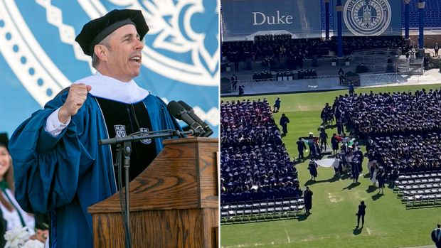 Puluhan wisudawan Duke University walk-out dari acara wisuda usai Jerry Seinfield diberikan gelar kehormatan

Jerry Seinfield, komedian yang vokal menyuarakan keberpihakannya pada Israel, mengisi pidato di acara wisuda Duke University.

Gaungan membela Palestina terus berlangsung