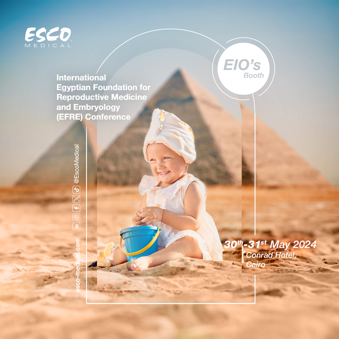 Join us at the International EFRE Conference 2024! Taking place from May 30-31, 2024, at the Conrad Hotel in Cairo.

Visit us at EIO's Booth. We look forward to seeing you there!

#EFRE2024 #EFRE #EscoatEFRE #IVFEvent #Embroyology