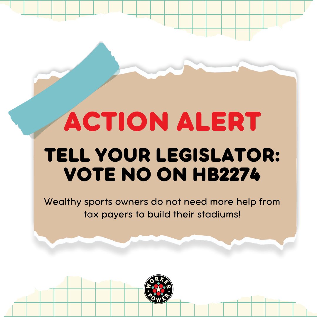 🚨ACTION ALERT🚨

#HB2274 is moving through the legislature now! Send a letter to your legislator to tell them to vote NO!

act.workerpower.com/a/opposehb2274