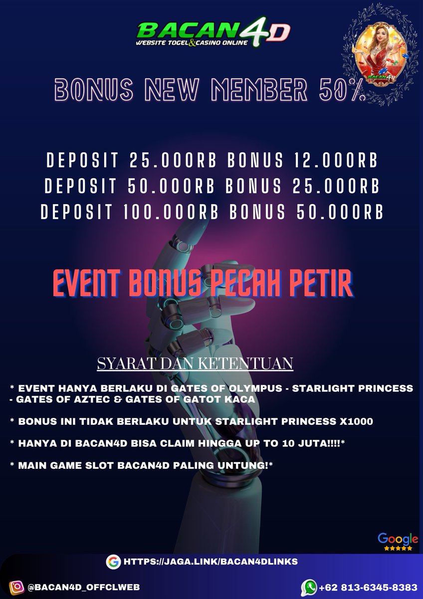 Info link mantul ni, BACAN4D modal 25.000 bonus tambahan 50%
main di bet 400 di bantu withdraw sampe balik modal, daftar link di bawah.
heylink.me/Bacan4dikn/
jaga.link/Bacan4dlinks

#bacan4d #gacorrofficial #jabodetabek #jabodetabekterkini #fypage #fypp  #RegisterNow