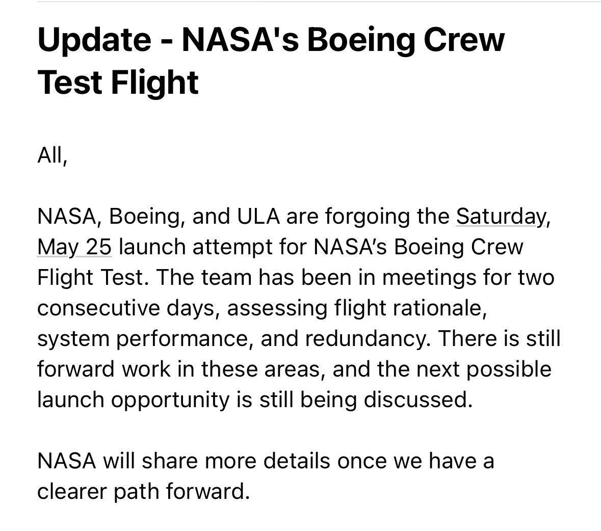 Boeing's Starliner test flight has been postponed indefinitely with a launch date to be determined. 

#Starliner #boeing #crew #launch #rocket #NASA #florida #spacecoast #iss #SpaceandTime