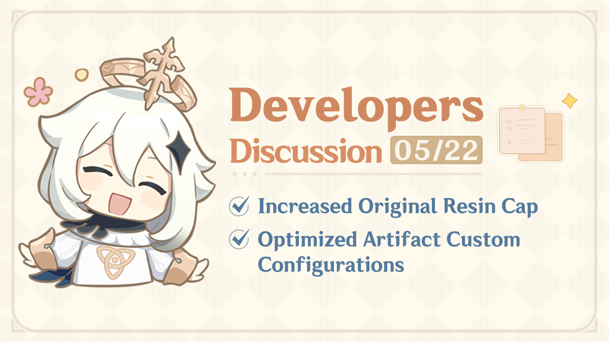 Increased Original Resin Cap and Optimized Artifact Custom Configurations | Developers Discussion 05/22/2024 #GenshinImpact Dear Traveler, The latest Developers Discussion has arrived~ Today, we'll be introducing the optimizations that will be released in Version 4.7. To improve