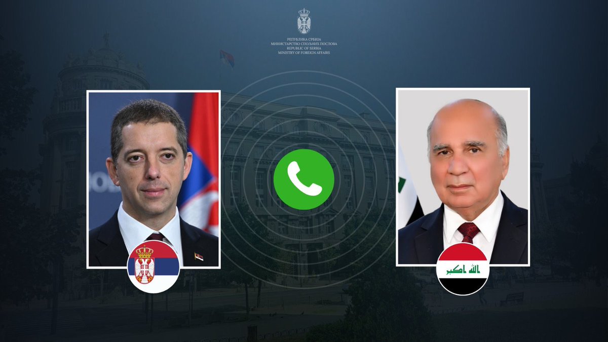 Relations between #Serbia and #Iraq are founded on friendship and mutual understanding, which I confirmed today in a phone call with Deputy Prime Minister and Minister of Foreign Affairs @Fuad_Husseein.