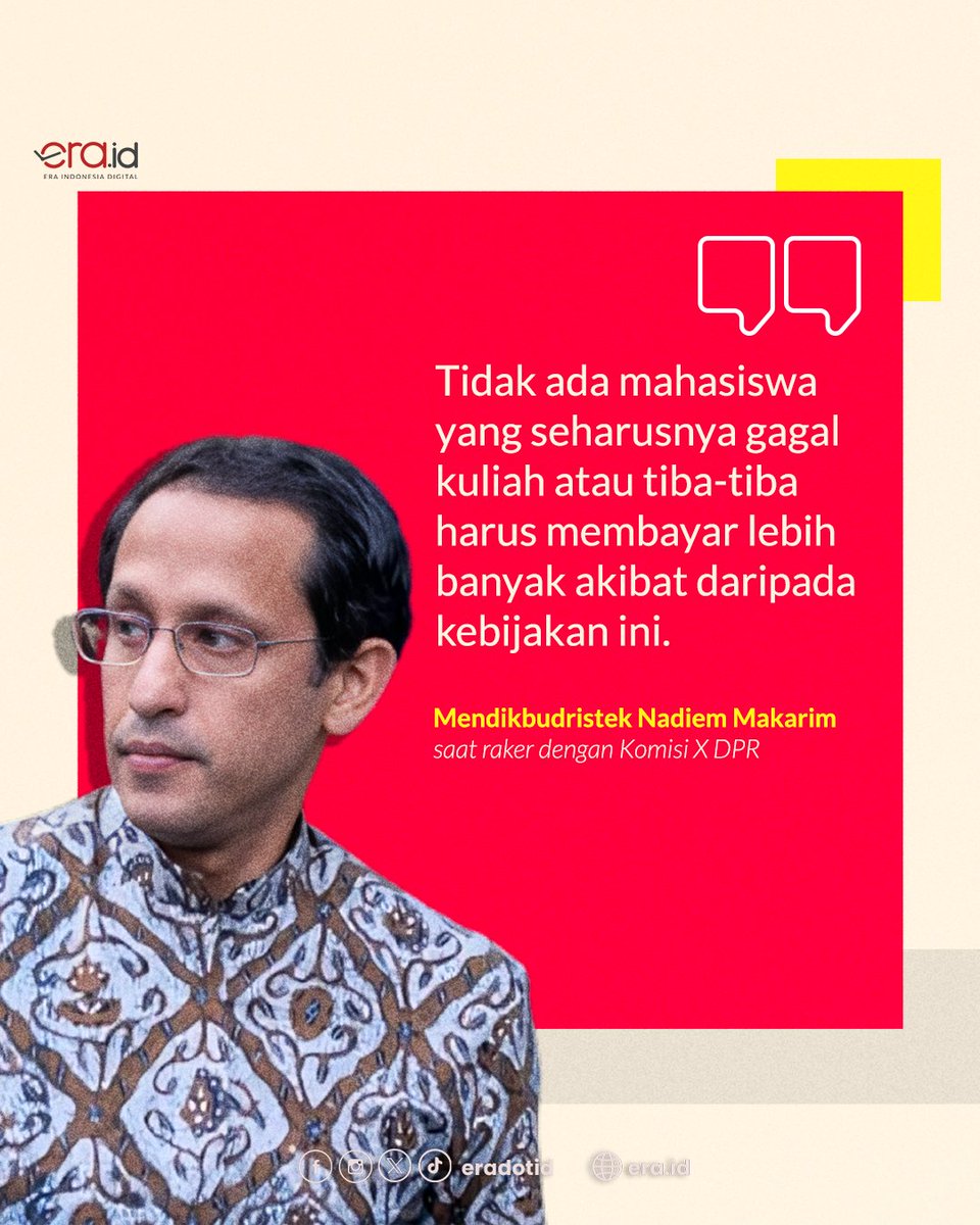 Kenaikan UKT dikritik. Menteri @nadiemmakarim jamin tidak akan ada mahasiwa yang gagal kuliah hanya karena biaya UKT.