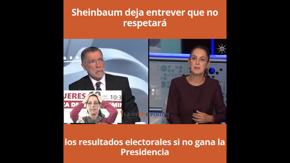 #Video📹 | Sheinbaum deja entrever que no respetará los resultados electorales si no gana la Presidencia youtube.com/shorts/ChCANz8…